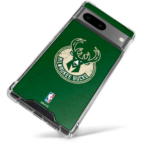 NBA Milwaukee Bucks Green Distressed Google Pixel 7a Clear Case
